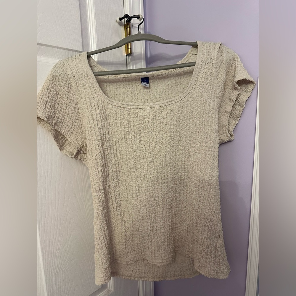 Old Navy Women's Beige Textured Short Sleeve Top